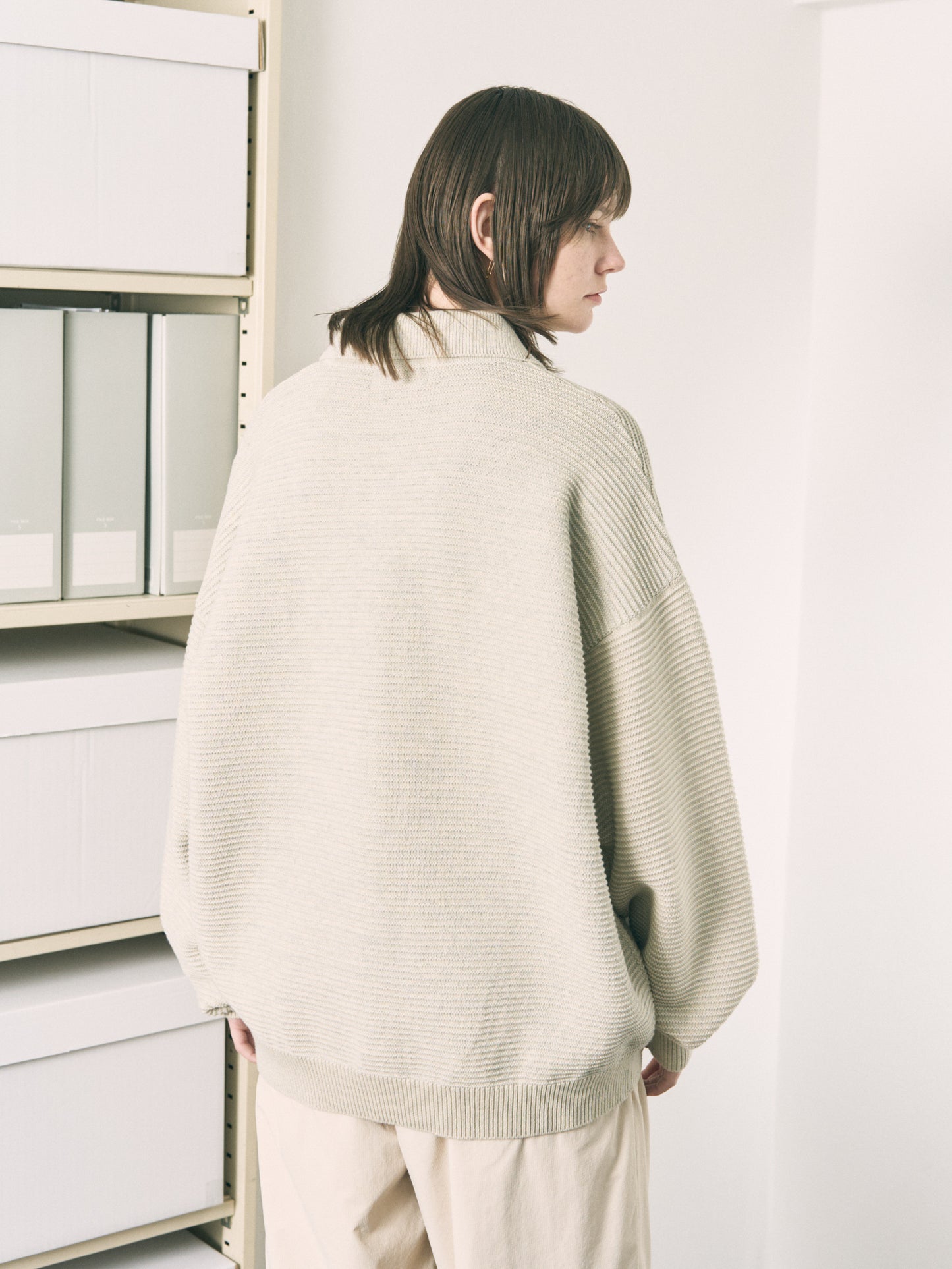 REFLECTIVE KNIT SHIRT JACKET OATMEAL