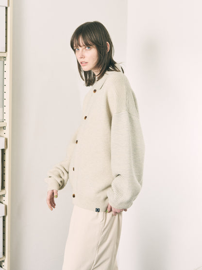 REFLECTIVE KNIT SHIRT JACKET OATMEAL