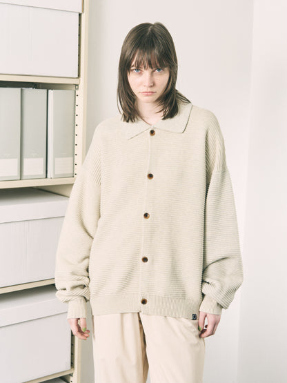 REFLECTIVE KNIT SHIRT JACKET OATMEAL