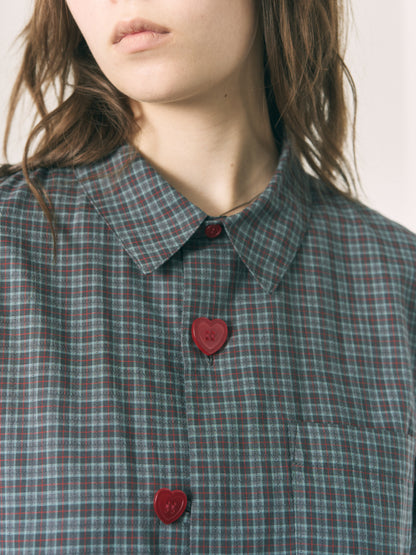FLOATING HEART SHIRT CHECK BEIGE