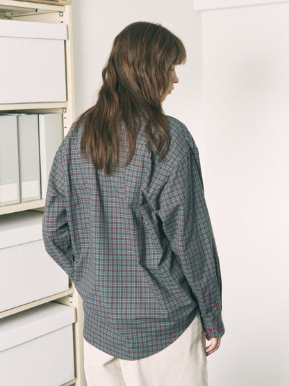 FLOATING HEART SHIRT CHECK BEIGE