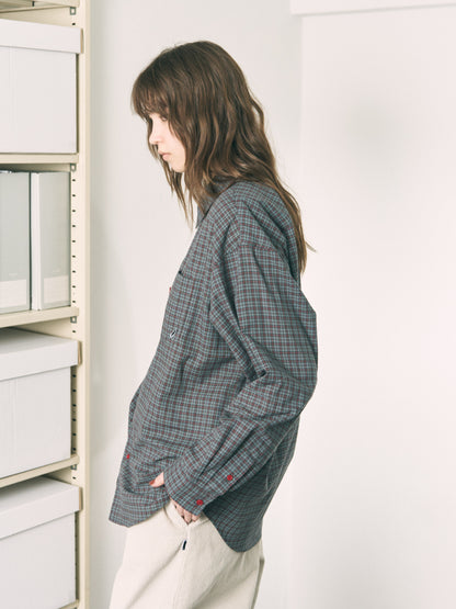 FLOATING HEART SHIRT CHECK BEIGE