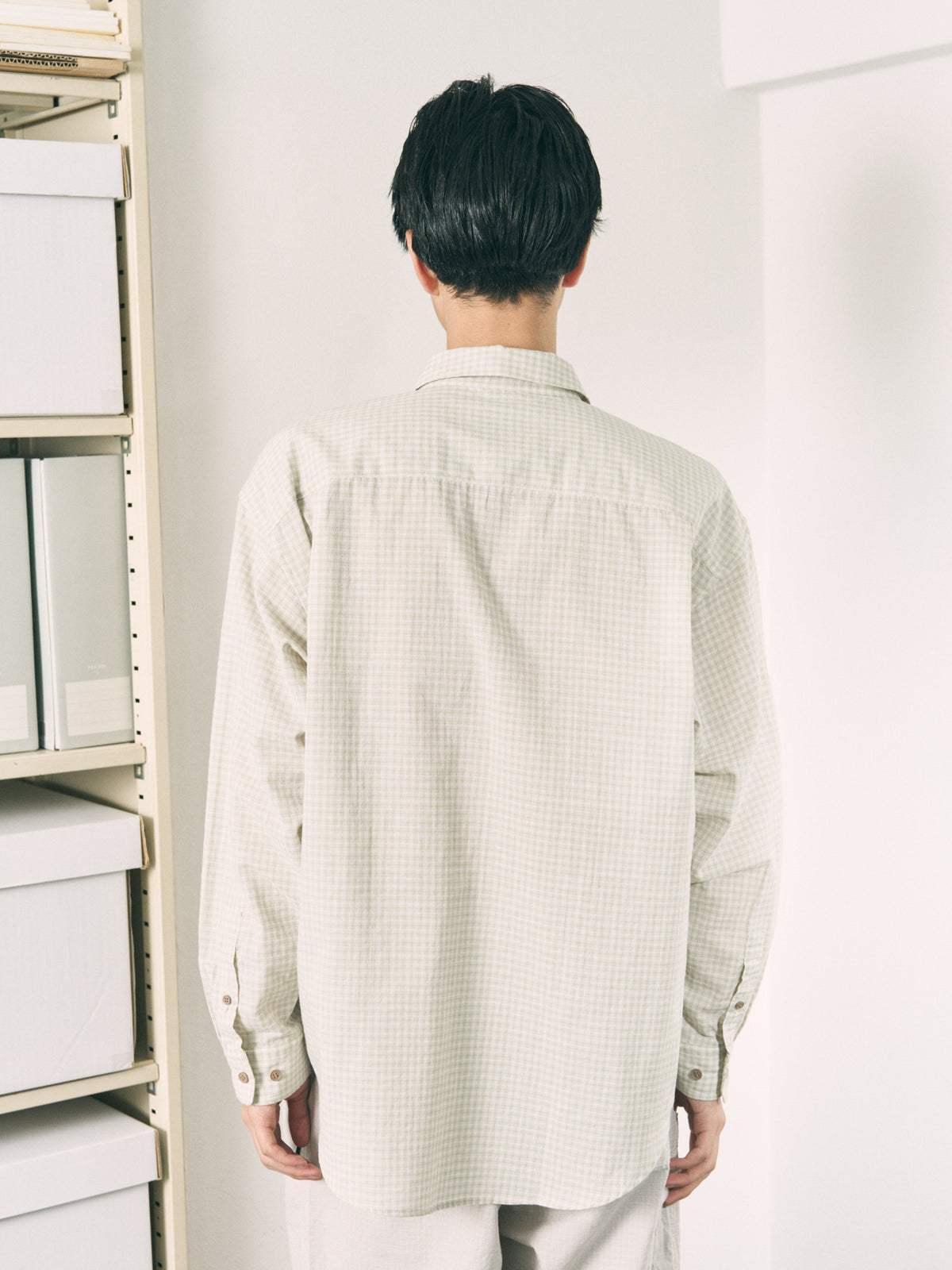 FLOATING HEART SHIRT CHECK BEIGE