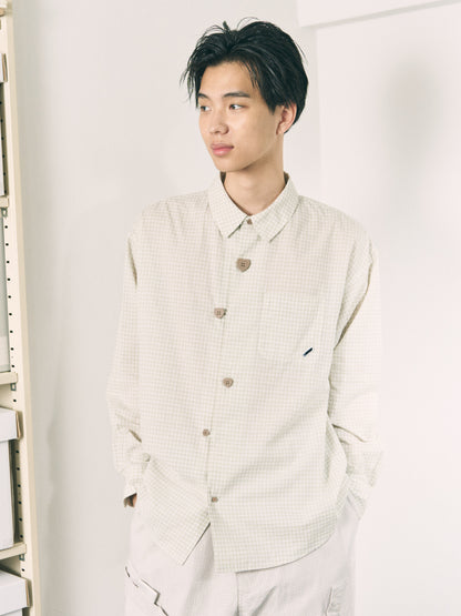 FLOATING HEART SHIRT CHECK BEIGE