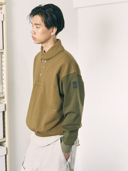 DOUBLE SHAWL-COLLAR SWEATSHIRT BLACK
