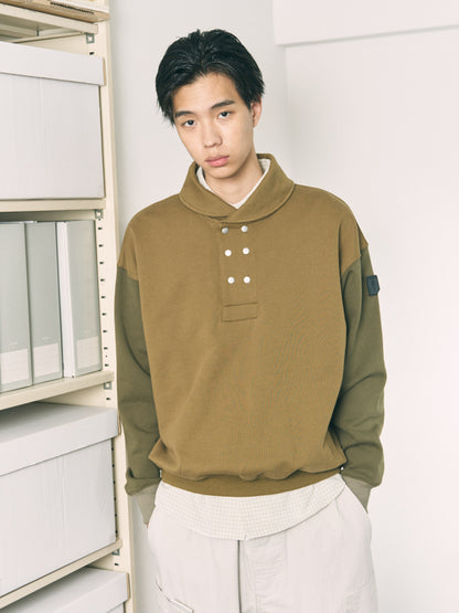DOUBLE SHAWL-COLLAR SWEATSHIRT BLACK