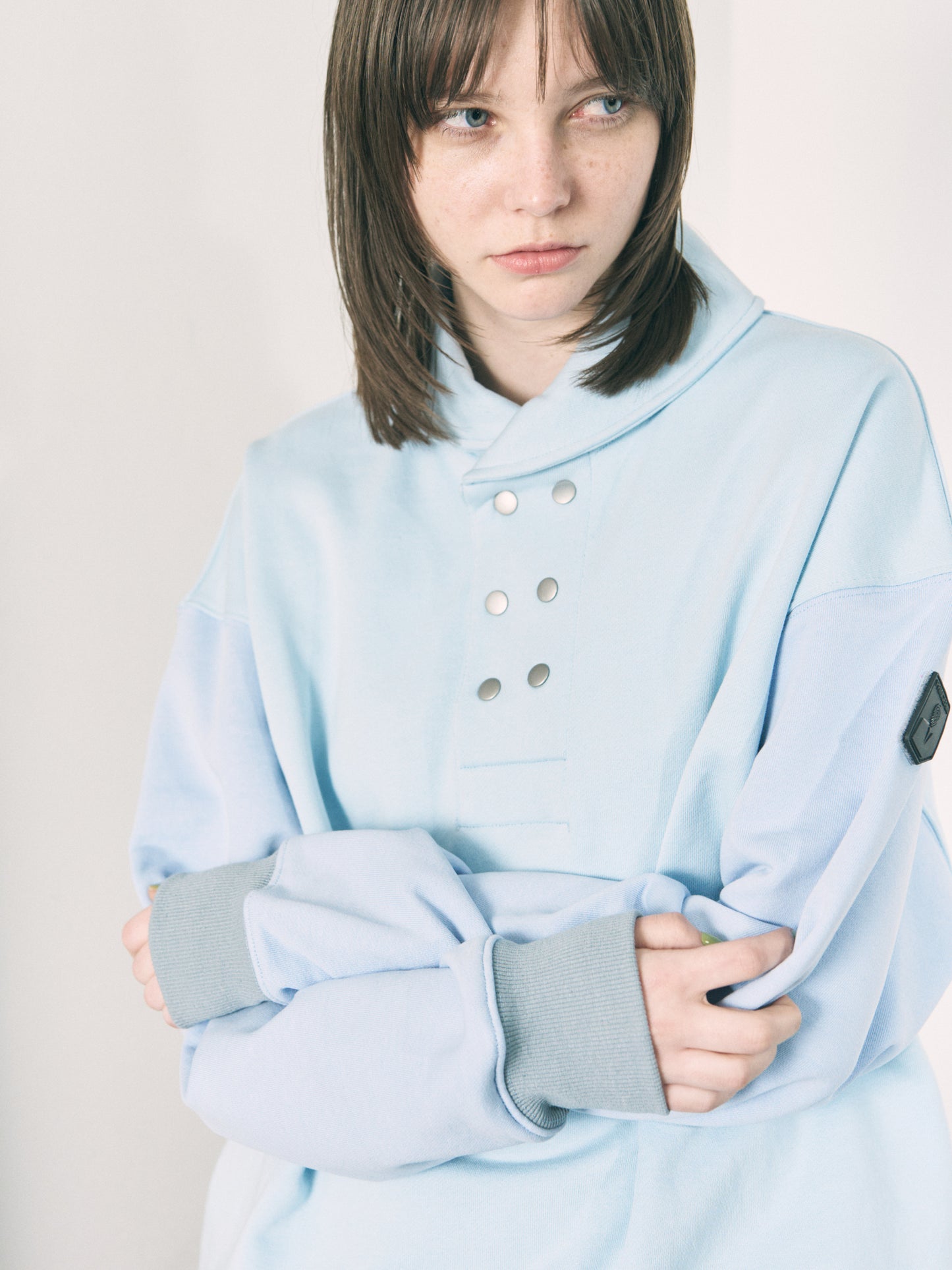 DOUBLE SHAWL-COLLAR SWEATSHIRT BLACK