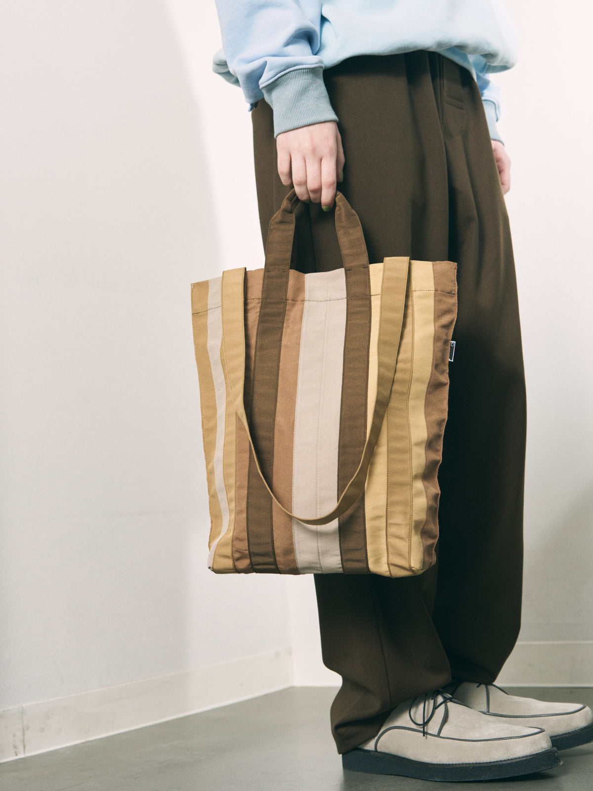 RIBBON TOTE BAG STONE GREY