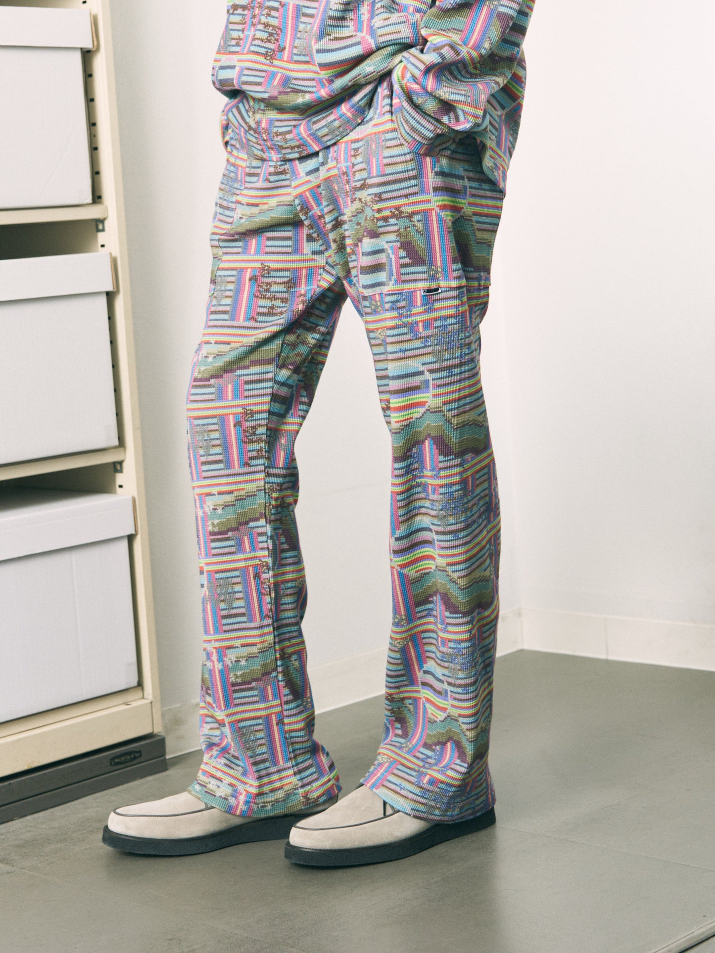 BORDER WAFFLE PANTS RAINBOW