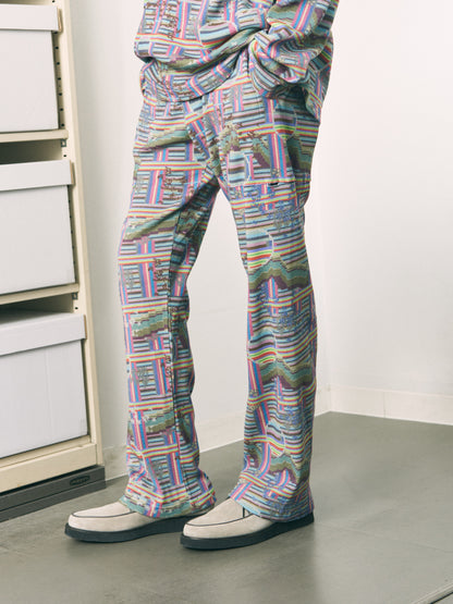 BORDER WAFFLE PANTS RAINBOW