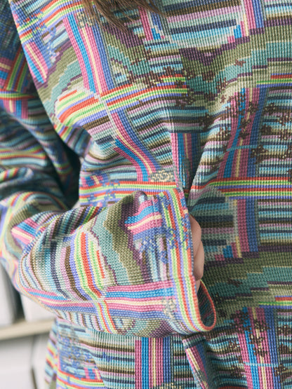 BORDER L/S WAFFLE THERMAL RAINBOW