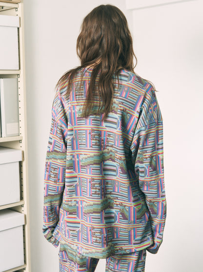 BORDER L/S WAFFLE THERMAL RAINBOW