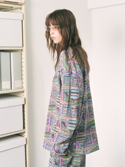 BORDER L/S WAFFLE THERMAL RAINBOW