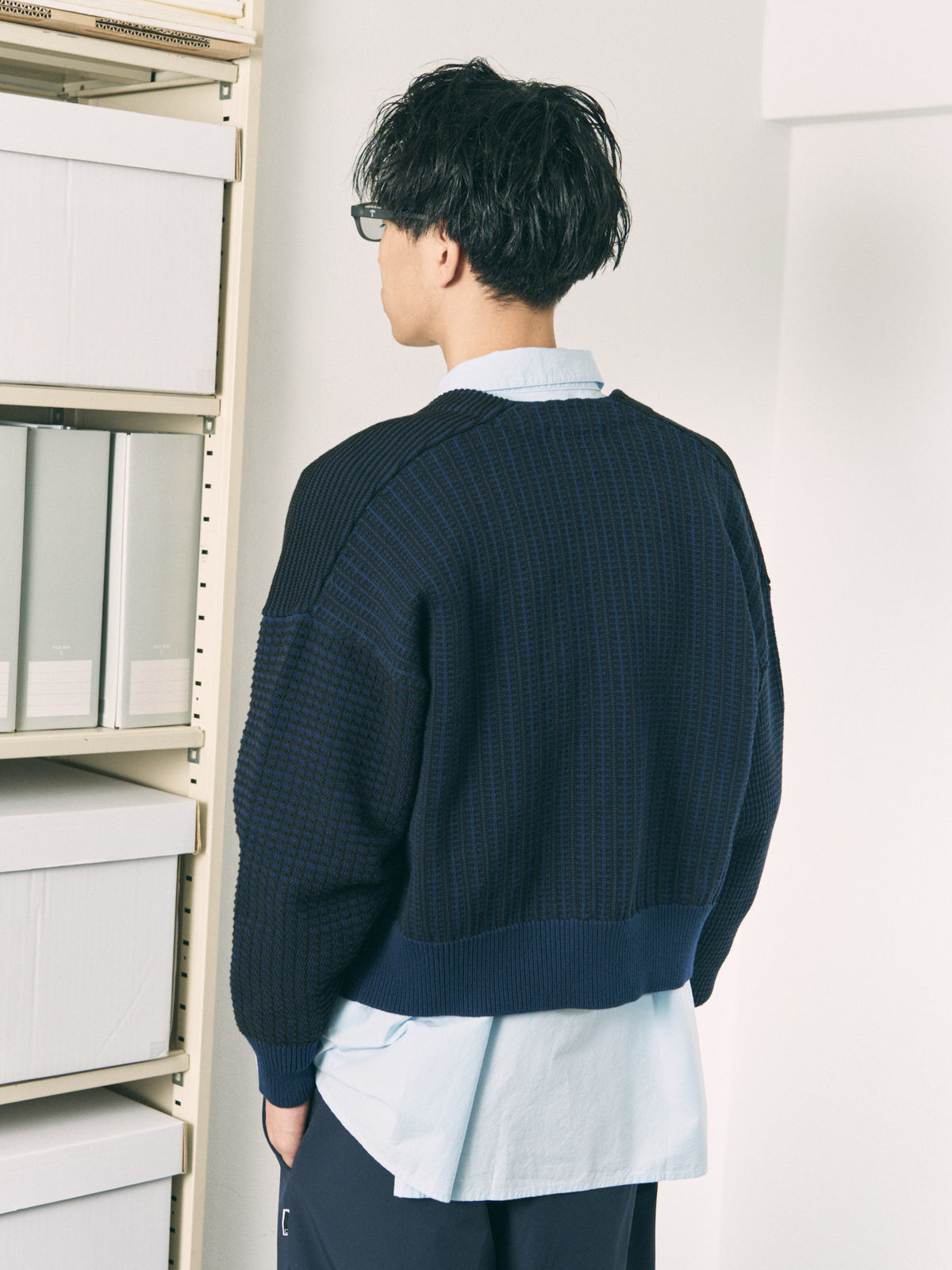 MULTI KNIT ZIP BOLERO RASPBERRY × SAX