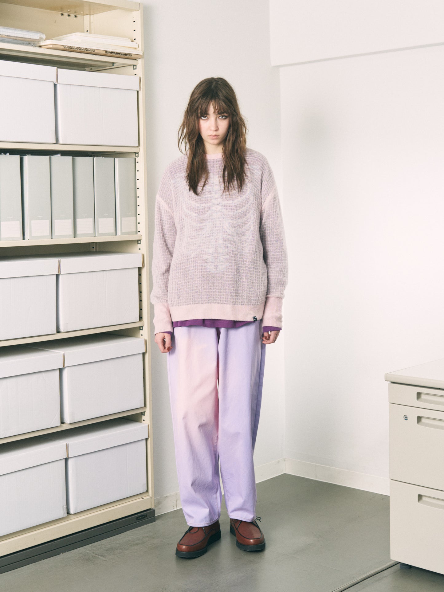 AIRY MERINO WAFFLE SWEATER GRAY