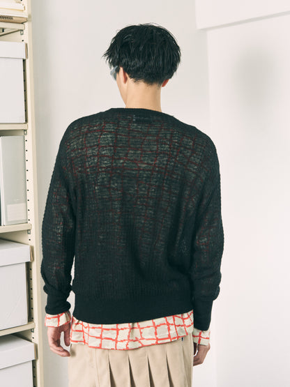 AIRY MERINO WAFFLE SWEATER GRAY