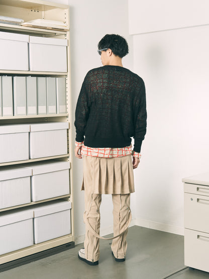 AIRY MERINO WAFFLE SWEATER GRAY