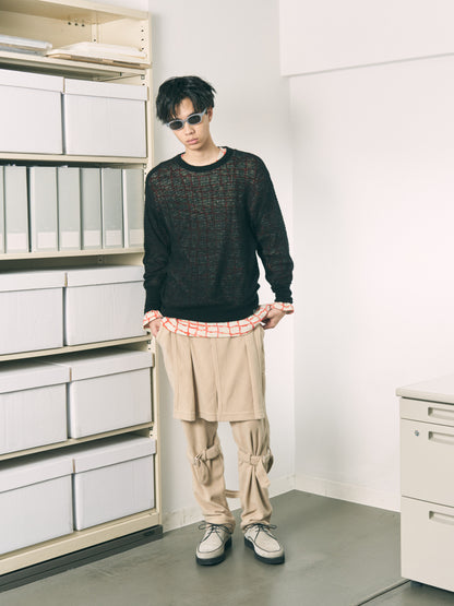 AIRY MERINO WAFFLE SWEATER GRAY