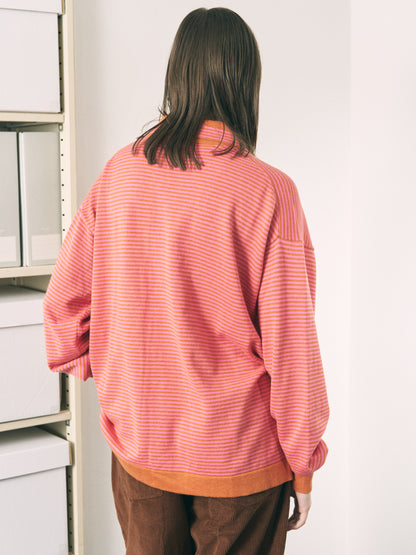 STRIPE KNIT SHIRT ORANGE x PINK