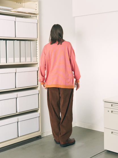 STRIPE KNIT SHIRT ORANGE x PINK