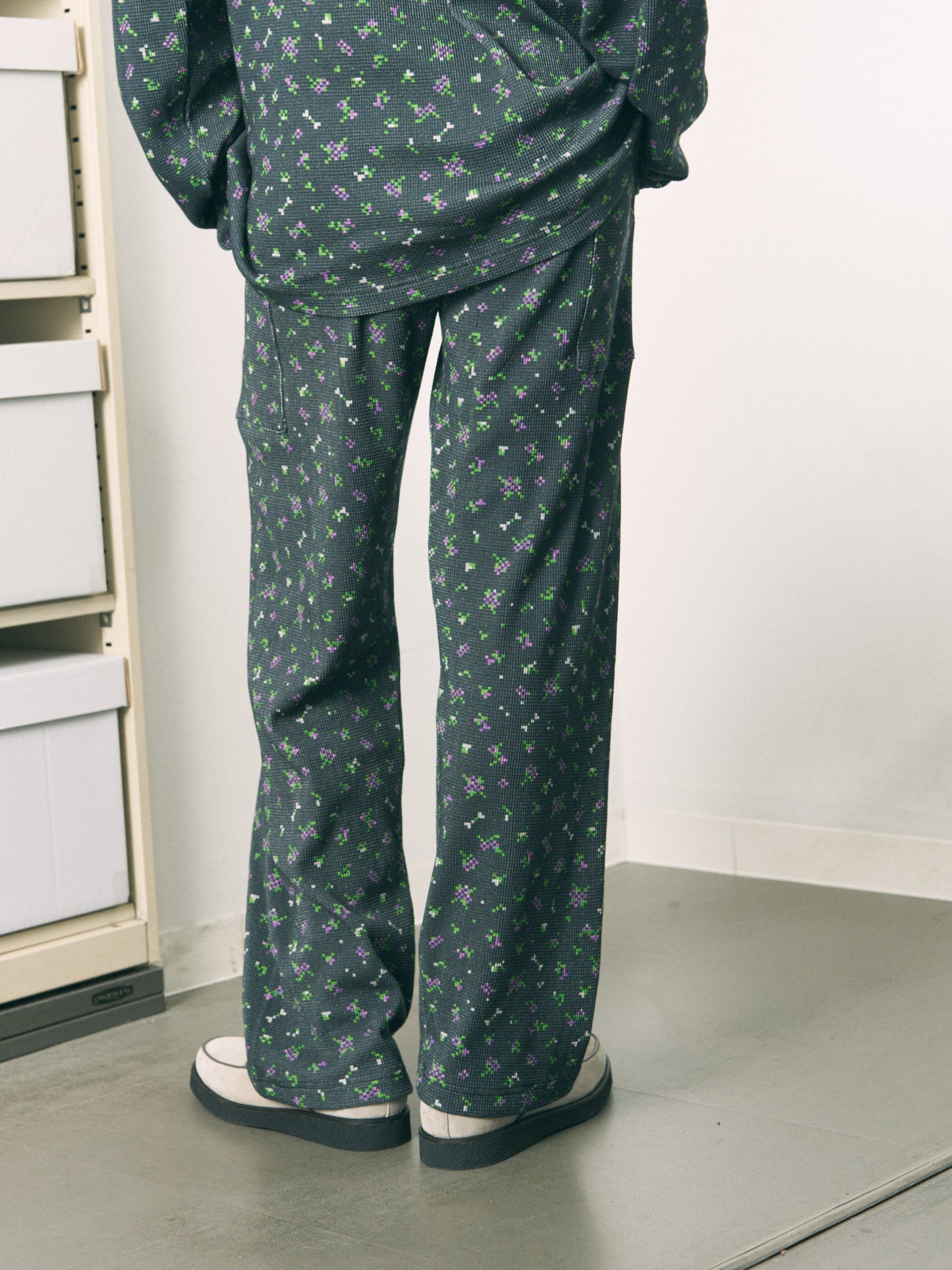 FLOWER WAFFLE PANTS BEIGE