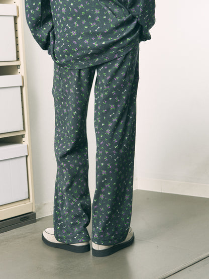FLOWER WAFFLE PANTS BEIGE