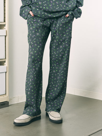 FLOWER WAFFLE PANTS BEIGE