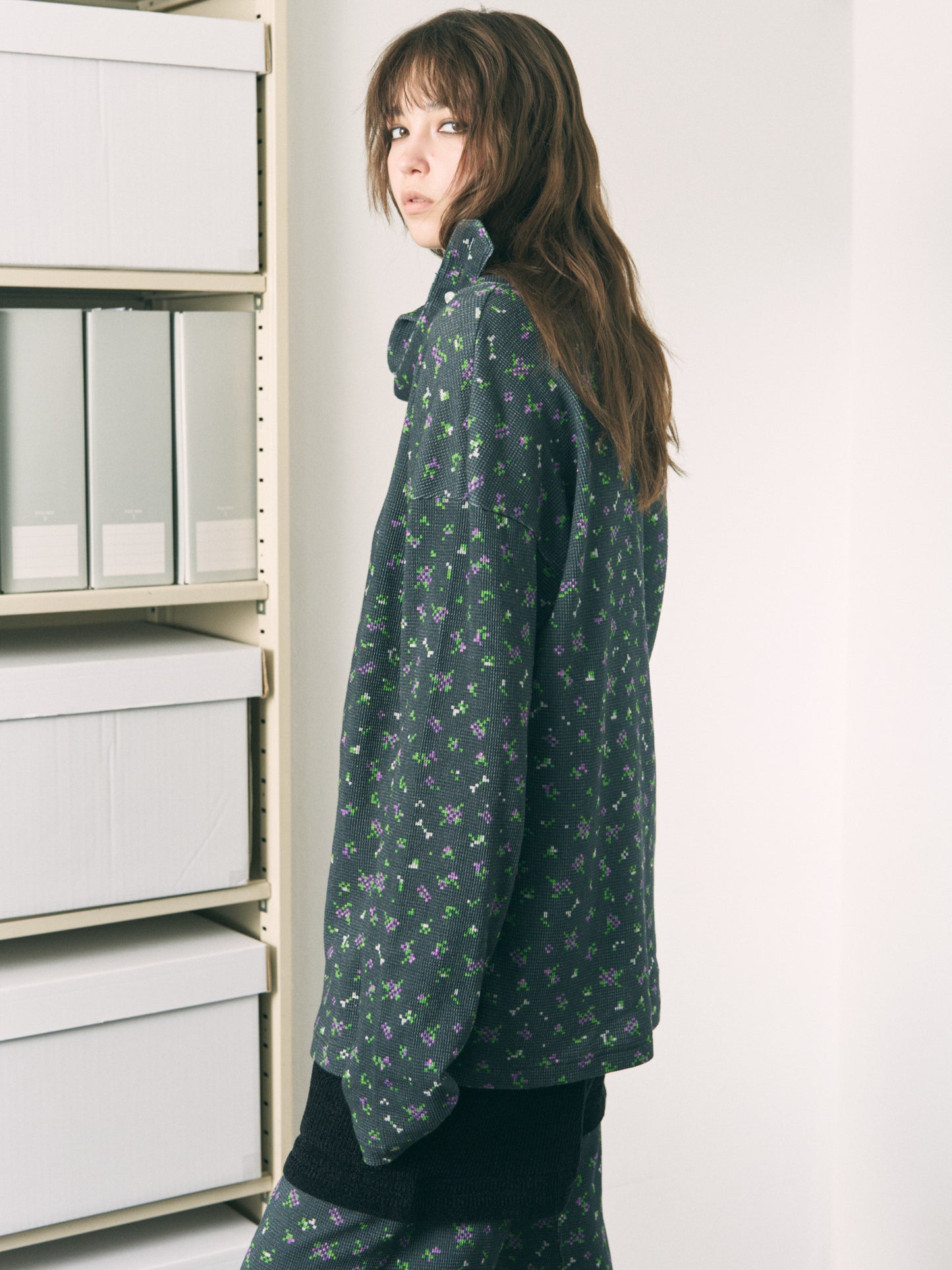 FLOWER L/S WAFFLE HEAD STRAP THERMAL BLACK
