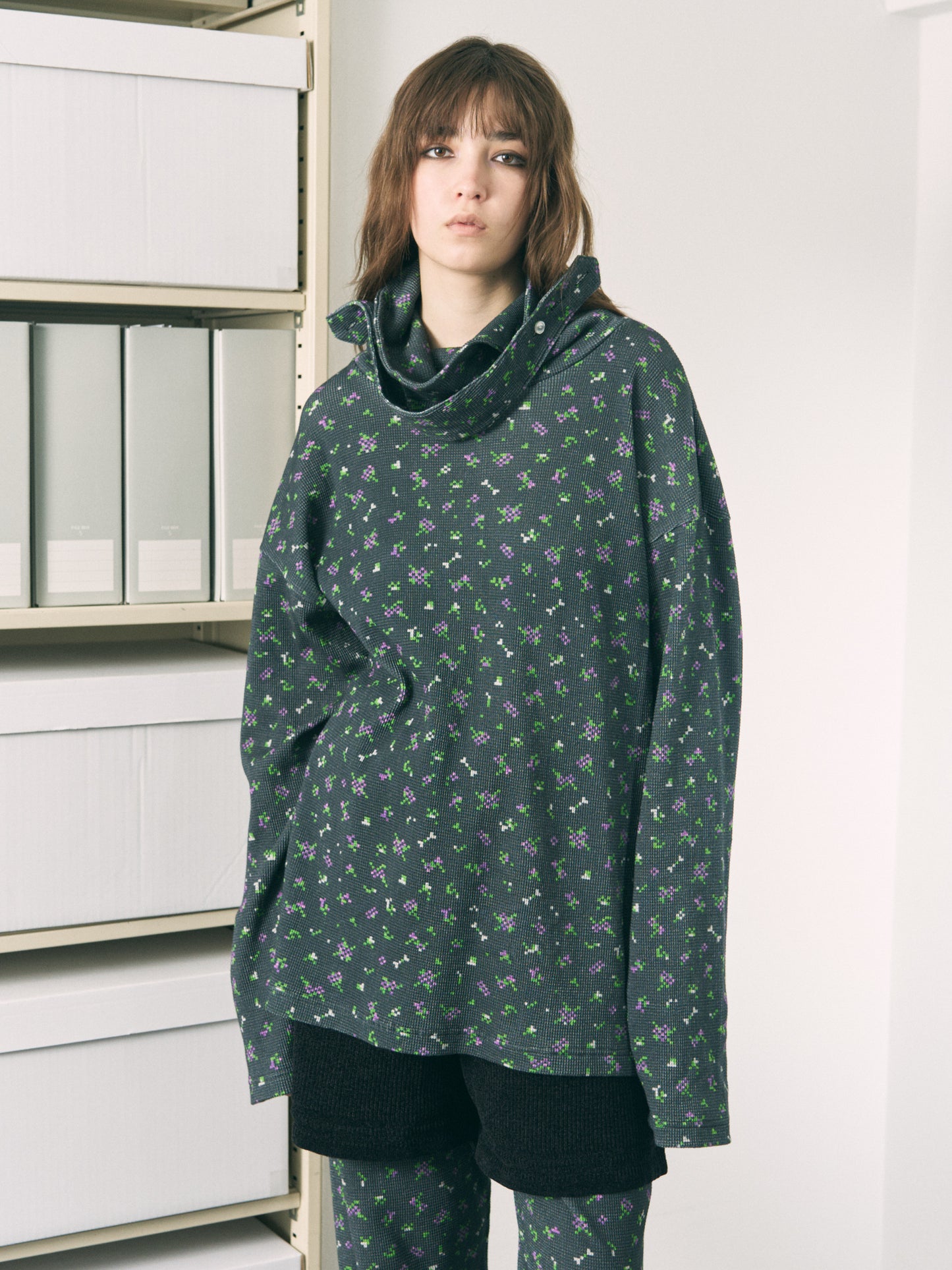 FLOWER L/S WAFFLE HEAD STRAP THERMAL BLACK