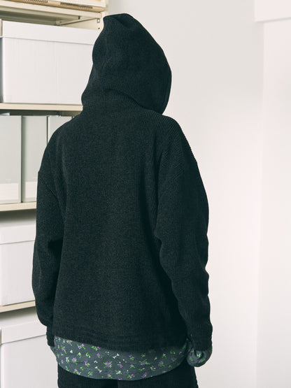 CORDY KNIT ZIP HOODIE LIGHT GRAY