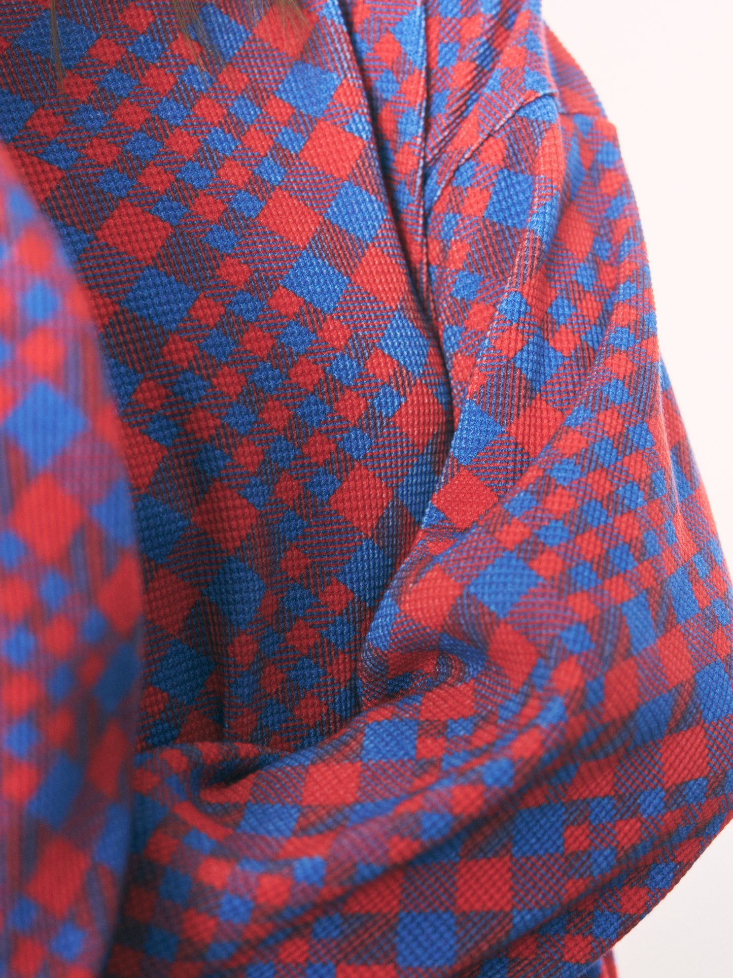 GINGHAM L/S WAFFLE THERMAL RED BLUE