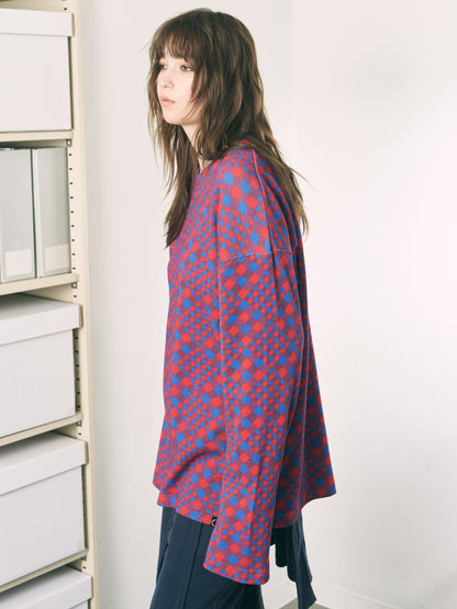 GINGHAM L/S WAFFLE THERMAL RED BLUE