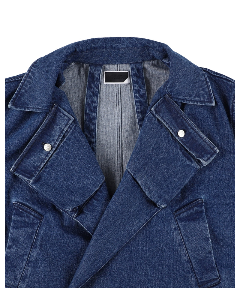 DENIM TWIN SHORT COAT BLUE