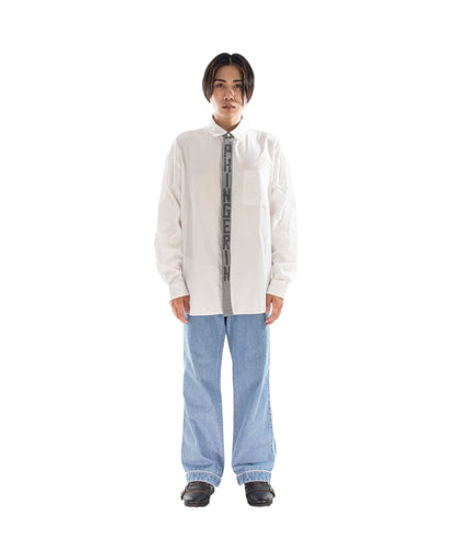 STITCH TEXT TIE SHIRT WHITE