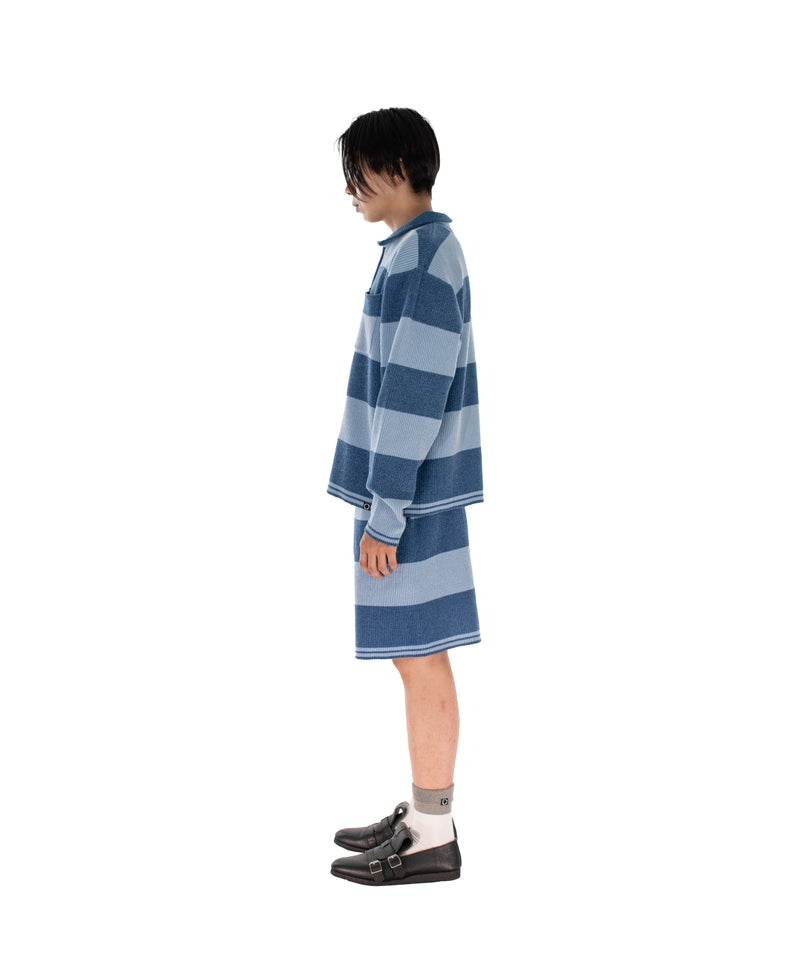 CORDY KNIT JACKET STRIPE BLUE