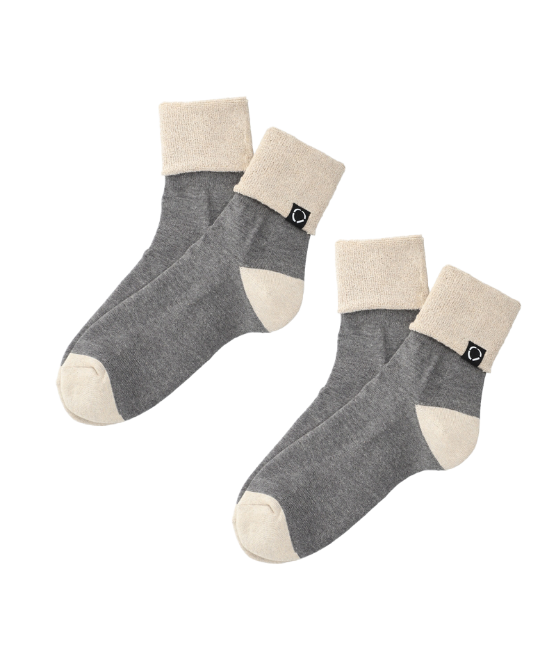 SOCKS! ORGANIC 2-PACK GREY X BEIGE