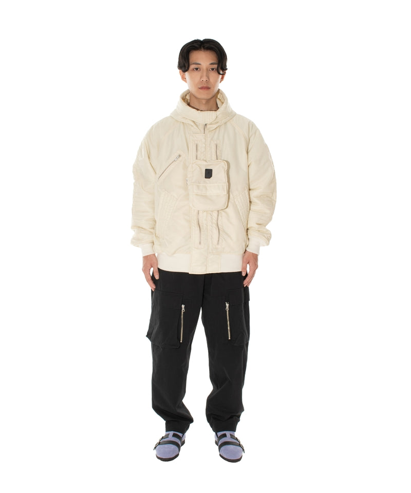 ELEVATION HOODED BOMBER JACKET OFF WHITE