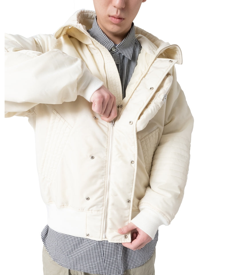 ELEVATION HOODED BOMBER JACKET OFF WHITE