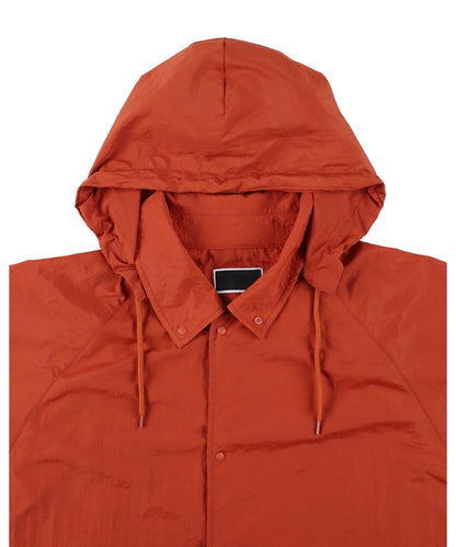 DETACHABLE HOOD RAIN COAT ORANGE BROWN