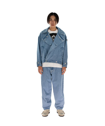 DENIM TWIN SHORT COAT SAX