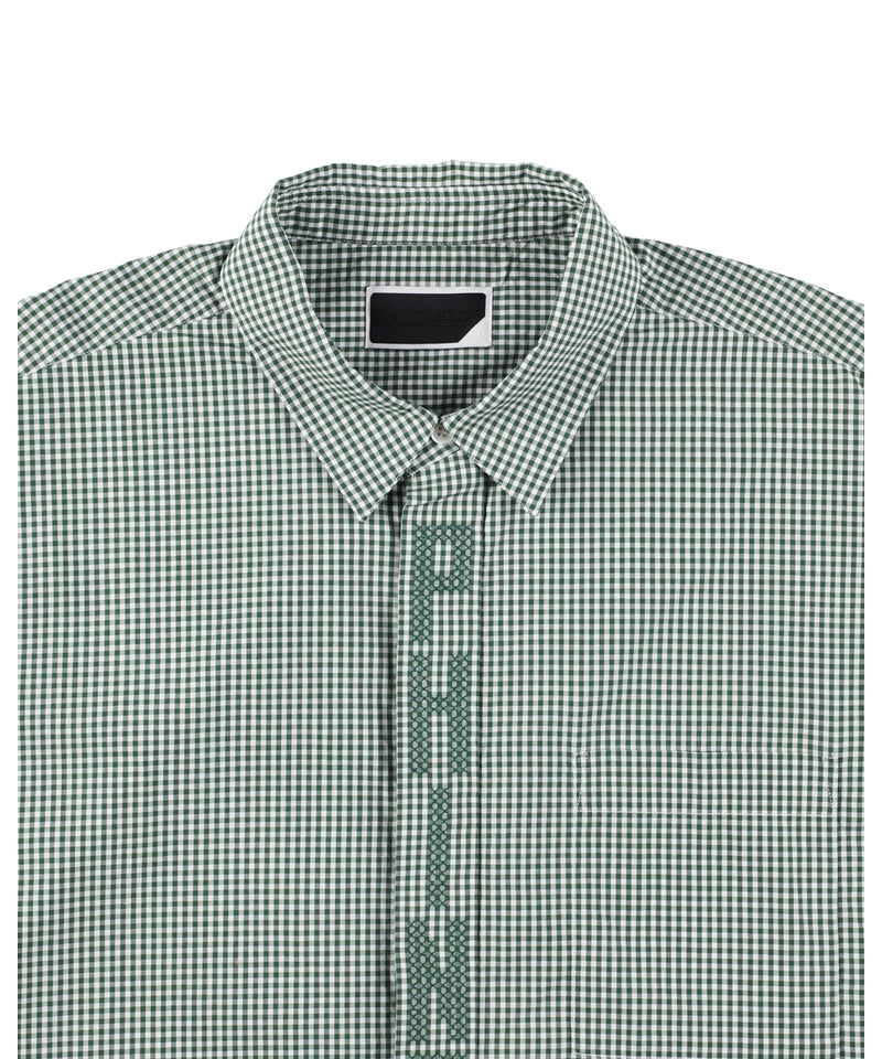 STITCH TEXT SHIRT GREEN CHECK