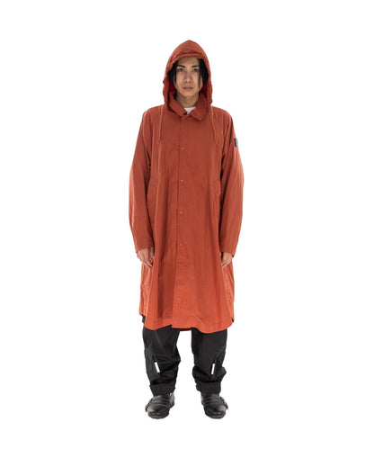 DETACHABLE HOOD RAIN COAT ORANGE BROWN