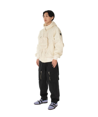 ELEVATION HOODED BOMBER JACKET OFF WHITE