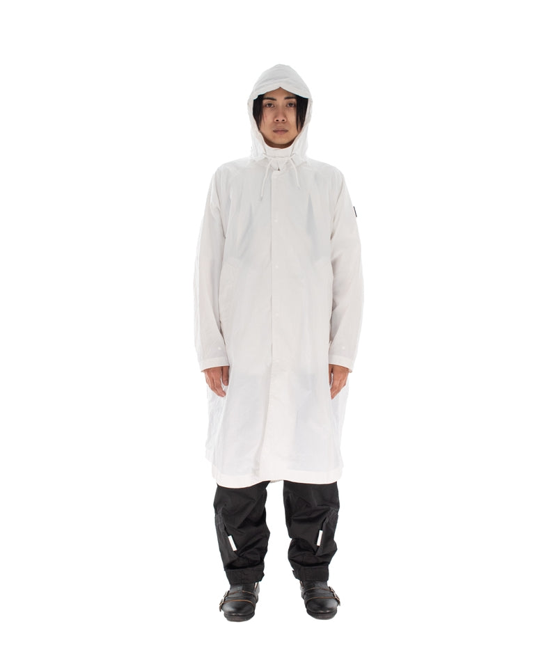 DETACHABLE HOOD RAIN COAT WHITE