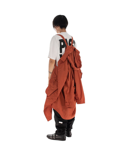 DETACHABLE HOOD RAIN COAT ORANGE BROWN