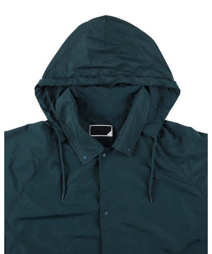 DETACHABLE HOOD RAIN COAT DARK FOREST