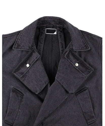 DENIM TWIN SHORT COAT BLACK