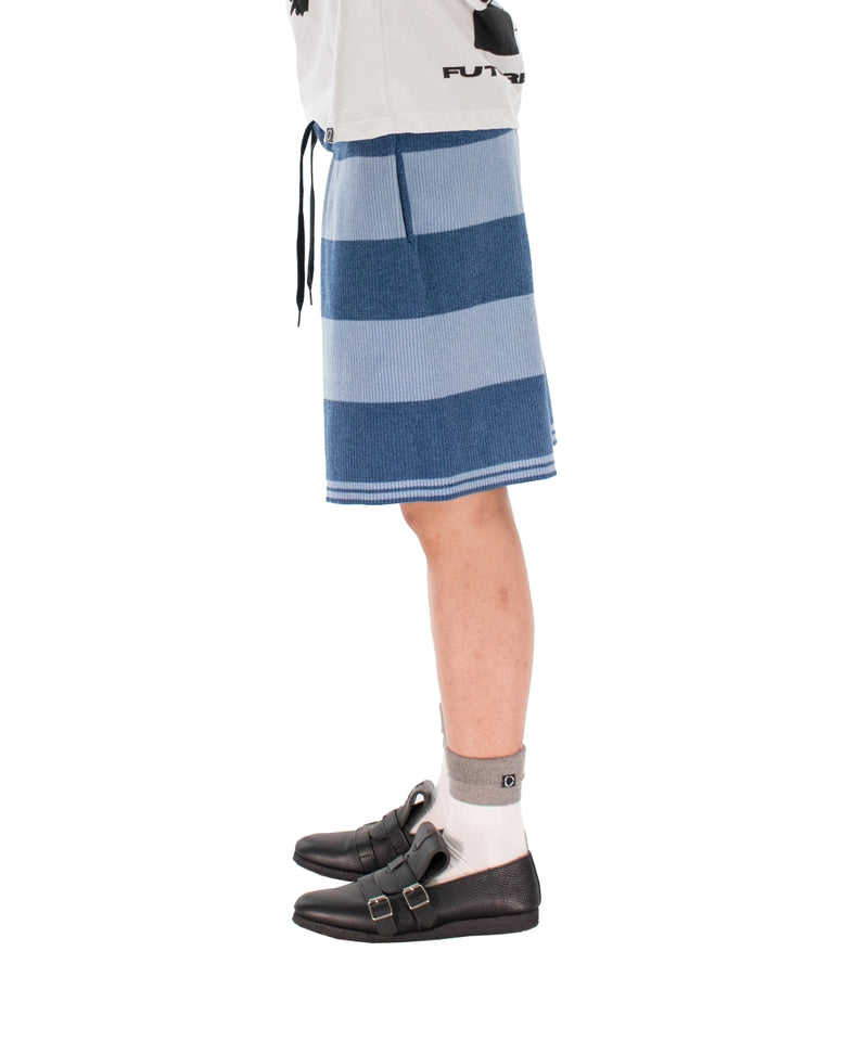 CORDY KNIT SHORTS STRIPE BLUE