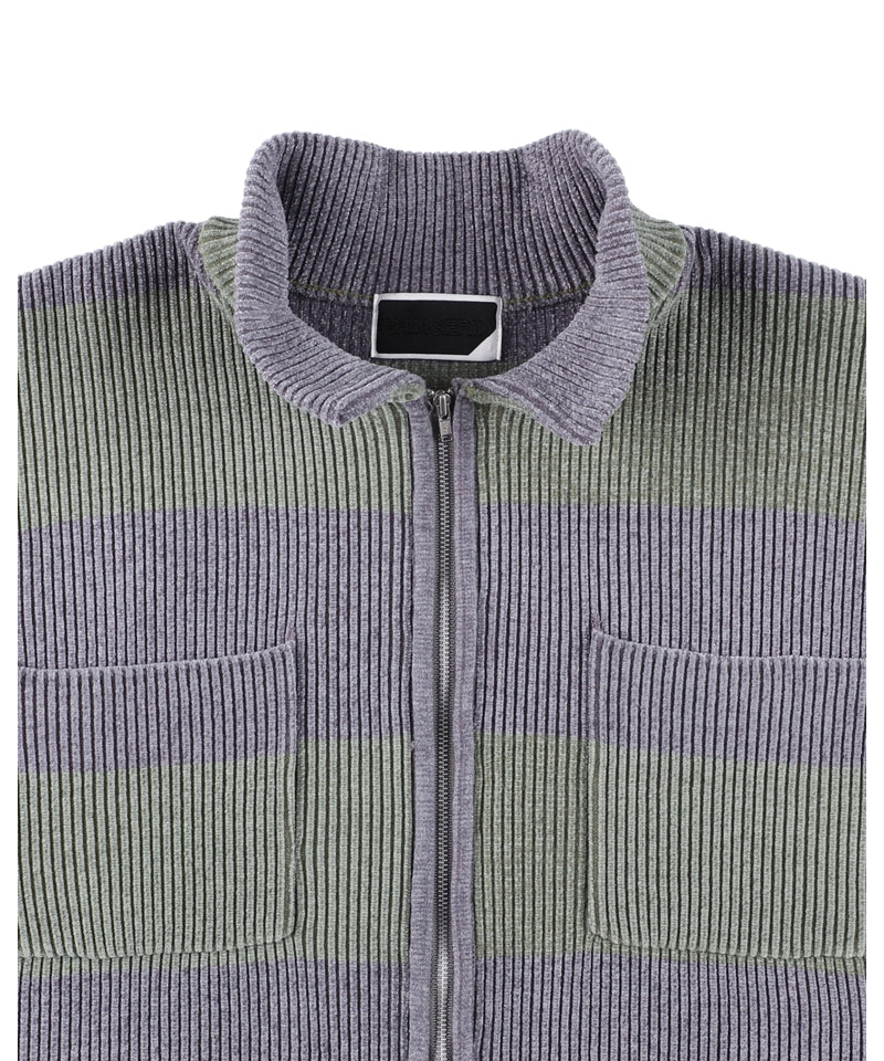 CORDY KNIT JACKET STRIPE GREY