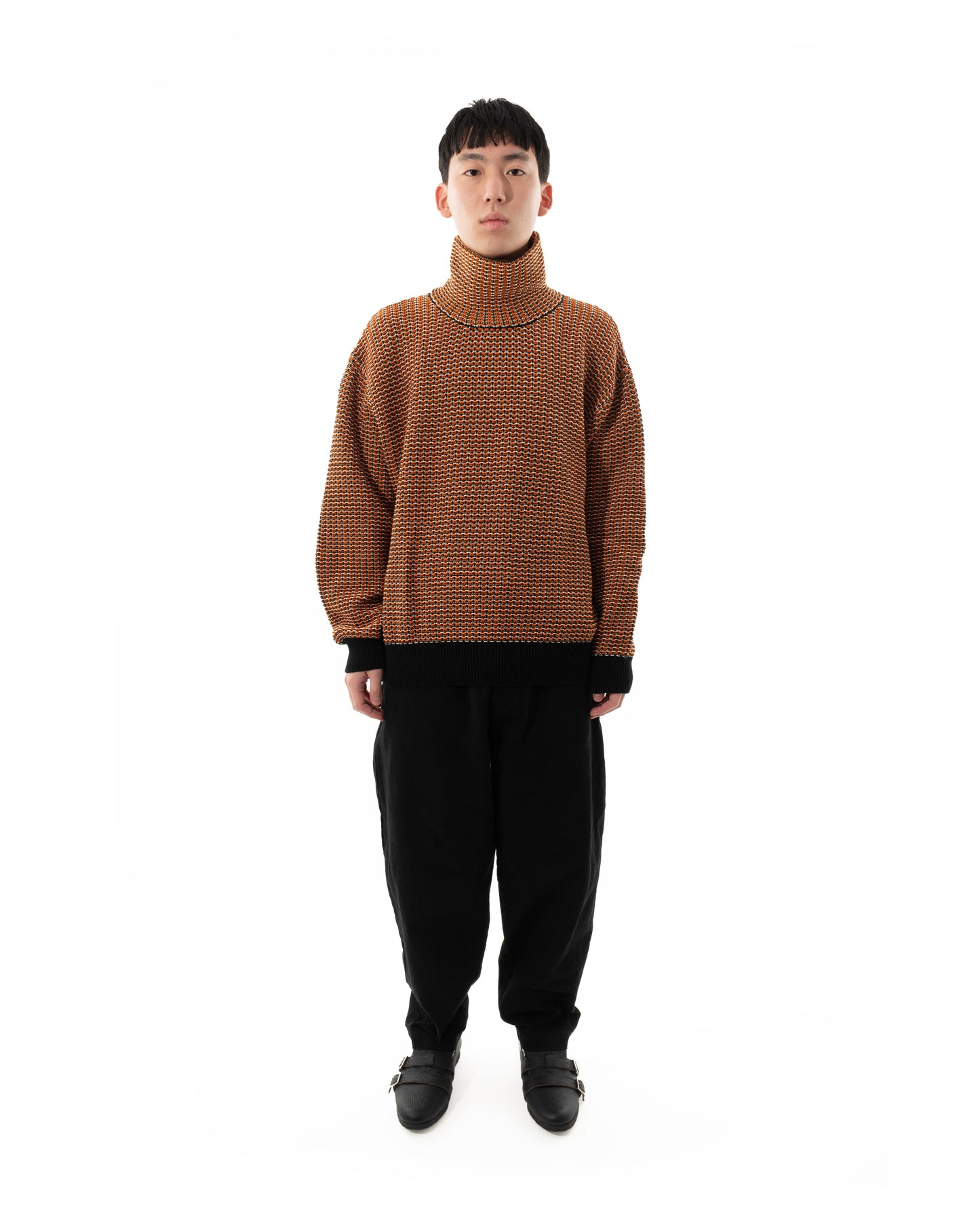 MIX KNIT SWEATER ORANGE